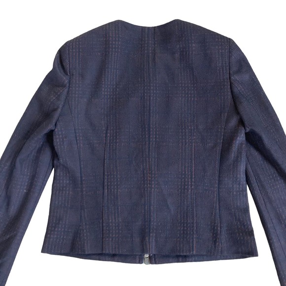 HUGO BOSS Womens 0 Javidar Bicolor Check Jersey Interlock Wool Blend Jacket NWOT - Picture 2 of 8